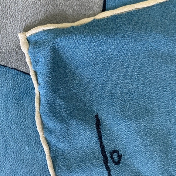 Pichio silk scarf music notes, piano, sheet music print blue brown and cream - Picture 4 of 5